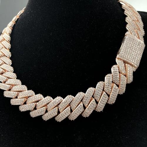19mm CZ micro pave gold plated chain men NECKLACE