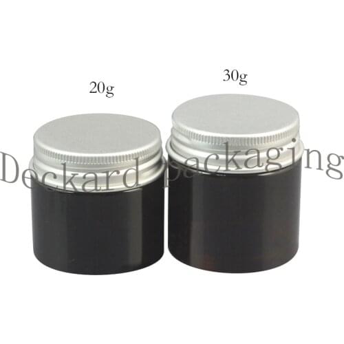 50pcs 25g 30g Brown Empty PET Jars with silver Aluminum Screw Lids,25g cream bottle Bath Salt honey Packaging jar
