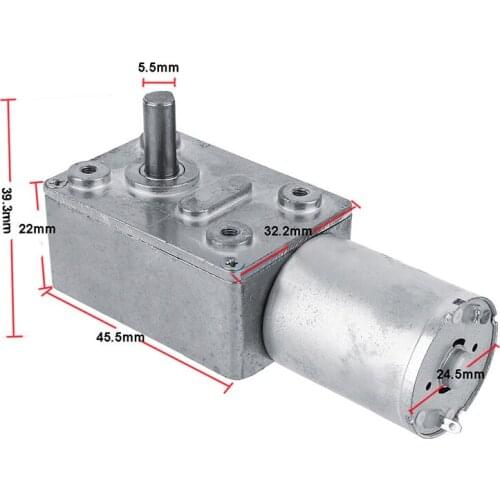 DC 12V Geared Reduction Motor Worm Reversible High Torque Geared Deceleration Gear Motor 2-100RPM Low Speed Motor
