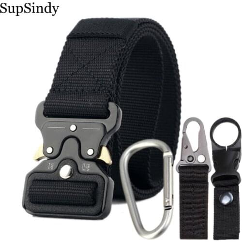SupSindy mens canvas belt Quick release Metal buckle nylon Training belt military Army tactical belts for Men Jeans male strap