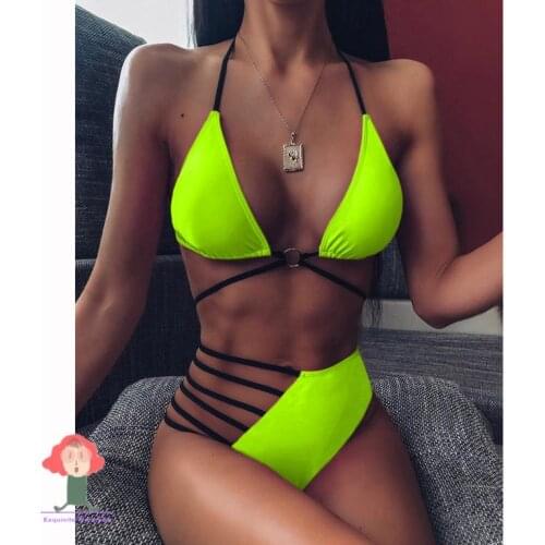 Sexy Bikini 2021 High Waist Swimsuit Women Swimwear Bathing String Bikini Set Hollow Out Swimsuit Female Swimming Suit For Women