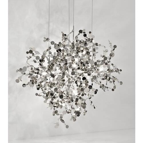 Modern Chandelier Lighting Hand-Made Stainless Steel Leaf Chandelier lamp Villa Suspenion Lighting / Hanging Lights
