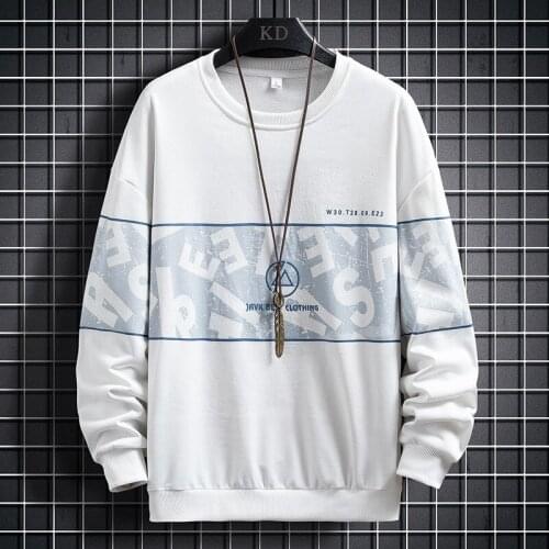 Men Printed Sweatshirts Oversize Hoodies Mens Hip Hop Harajuku Streetwear 2021 Spring Autumn Pullover Sweatshirts Men Tops White
