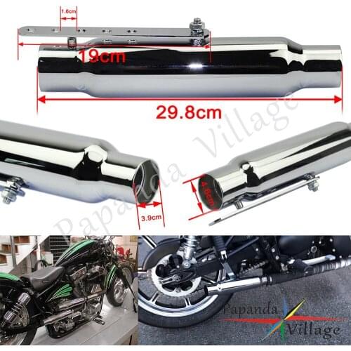 1-1/2" or 1-3/4" Pipe Chrome Motorcycle Universal Vintage 12" Exhaust Muffler Silencer Pipe For Harley Bobber Chopper Cafe Racer