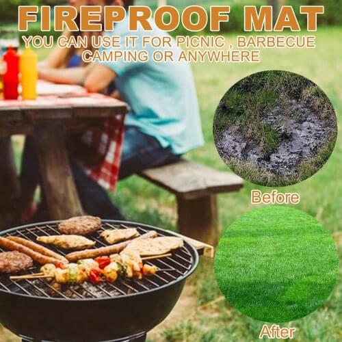Outdoor/Indoor Furnace Brazier Heat-Proof Mat Double Thread Waterproof Heat Resistant Wear-Resistant Barbecue Grill Mat