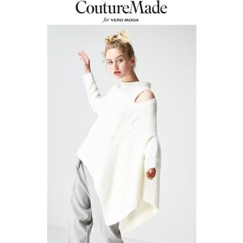 Vero Moda CoutureMade Womens Woolen Off-the-shoulder Asymmetrical Batwing Sleeves Knit | 319113523