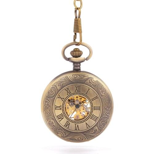 0 Carved Roman lettering personalized exquisite gift souvenir white large clamshell mechanical pocket watch