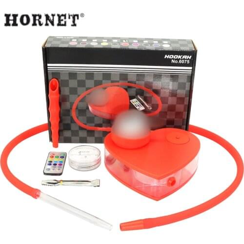 HORNET Heart shape Acrylic Hookah With LED Light Complete Narguile Chicha Kit Shisha Cachimba Smoking Accessories