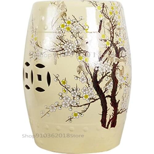 Customized American Country Shoe Stool Flower And Bird Ceramic Drum Stool Dressing Stool New Chinese Antique Drum Pier Stool Sto