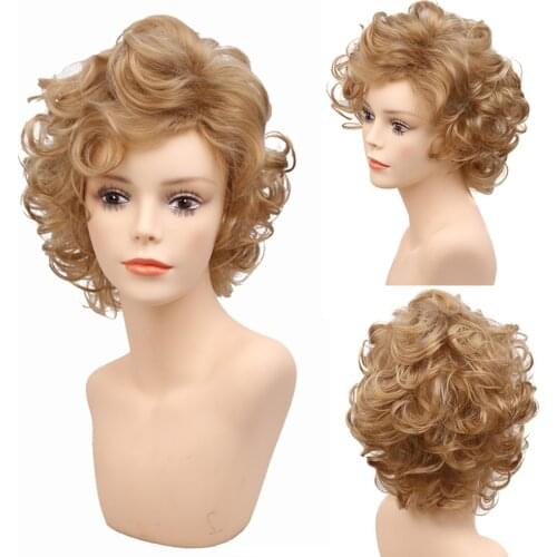 Amir Curly BOB Wigs For Womens Ombre Blonde Brown Natural Hair Wigs Female Synthetic Heat Resistant Fiber Cosplay Wig