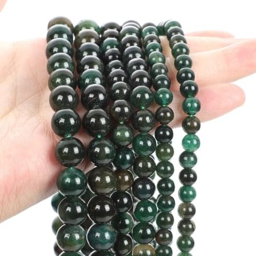 2021 New High Quality 6-10mm Natural Stone Beads For Jewelry Making DIY Round Green Mica Stone Bead Bracelet Necklace Handmade