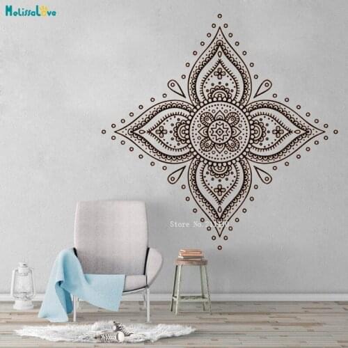 Four-pointed Star Shape Mandala Wall Decals Indian Pattern Vinyl Yoga Decor Interior New Design Home Living Room Sticker YT3931