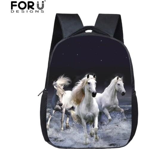 FORUDESIGNS Mini Kindergarten Children Baby School Bags Cool 3d Crazy Horse Print Kids Bagpack Small Boys Girls Bookbag Mochila