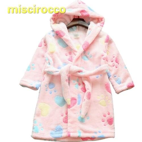 Children Bathrobe Flannel Baby Spring Autumn Winter Pajamas Boys and Girls Coral Velvet Soft