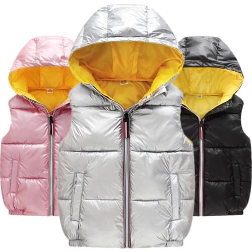 Child Waistcoat Children Fashion Outerwear Winter Coats Kids Clothes Warm Hooded Jacket Cotton Baby Boys Girls Vest For 3-7 Year