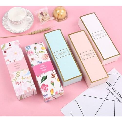 Long Strip Color Rims Baking Box Handmade Wedding Kraft Paper Food Packaging Candy Cookies Cupcake Cake Box 10pcs/lot