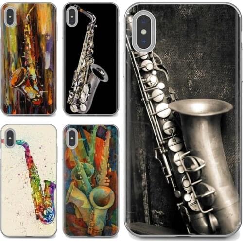For iPhone iPod Touch 11 12 Pro 4 4S 5 5S SE 5C 6 6S 7 8 X XR XS Plus Max 2020 Saxophone SAX Music jazz symbols Soft TPU Cover
