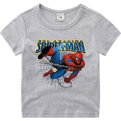 Disney Cartoon Spiderman Print Boys T-Shirts Cotton Short Sleeve Children Clothes Summer Kids Boy Girl Top Tee