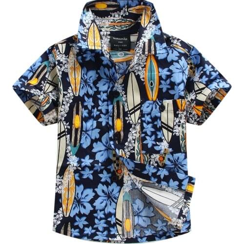 Cotton 100% floral shirt hawaiian shirt aloha shirt for boy T1537