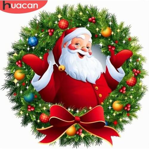 HUACAN DIY 5d Diamond Painting Santa Claus Full Square/Round Drill Diamond Embroidery Sale Christmas Wreath Home Decor Kits