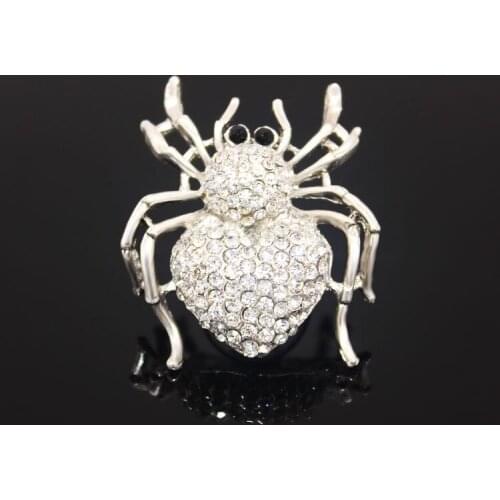 Antique sv plated natural crystal spider Ring Free Shipping