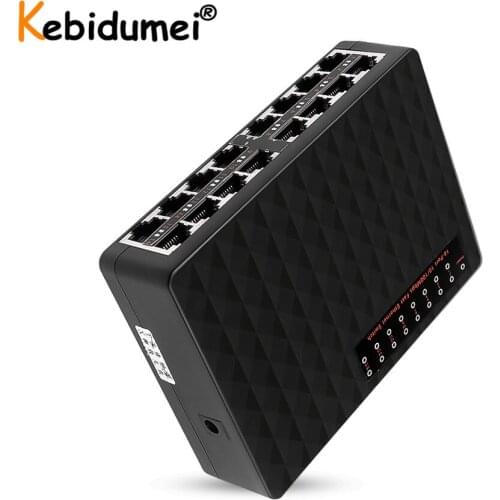 High Quality 16 Ports Ethernet Switch 10/100Mbps Fast Network LAN RJ45 Vlan Hub Desktop PC Switcher With EU/US Adapter