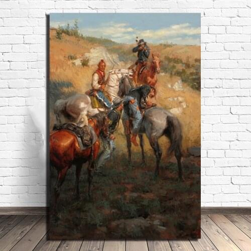 Cowboy American Western Posters and Painting Decorative Wall Art Pictures for Living Room Home Decor