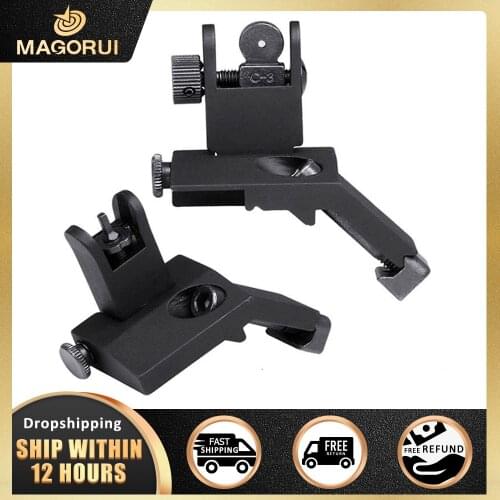 Magorui Front and Rear Flip Up 45 Degree Offset Rapid Transition Backup Iron Sight Tactical Hunting Laser Accessories