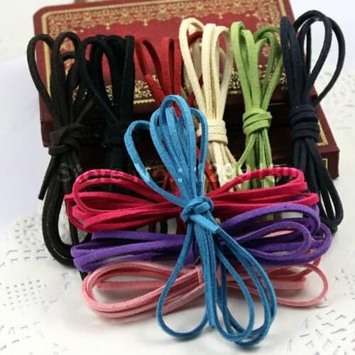 20pcs/lot 3mm Fashion Flat Korea Velvet Cord, Leather String for necklace DIY Jewelry Making Accessories 100cm K01754