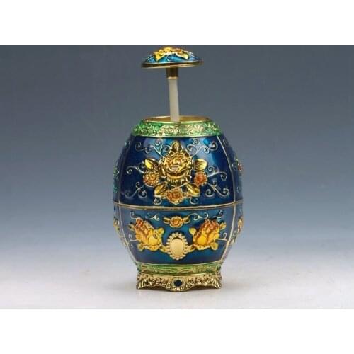 New Chinese Exquisite Cloisonne Handwork Carved Flowers Toothpick Box
