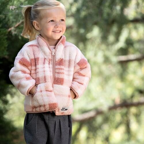 DB18880 dave bella winter baby unisex fashion plaid pockets coat children girls boys tops infant toddler outerwear