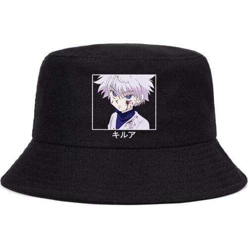 2021 Hunter X Hunter Killua Summer Hat Japanese Anime Women Men Panama Bucket Cap The Design Flat Visor Harajuku Fisherman Hats