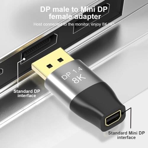 Two-way Displayport to Mini DP HD converter Extender 8K@60Hz 4K@144Hz 32.4 Gbps DP Male to Mini DP Female adapter For Macbook
