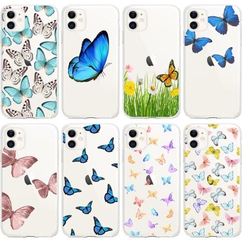 Suitable for iPhone 12 7 8 Plus X XS Max XR 7s SE 2020 6 6s 11Pro hand-painted butterfly phone case protective cover SP30