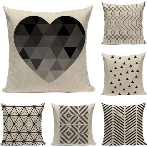 Pop Geometric Animal Cushion Cover Black White Linen Cushion Square High Quality Print Custom Throw Pillowdecorative Pillowcase