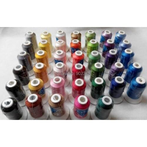 Popular Brother color embroidery thread 500m/cone 40 assorted colors for any embroidery machines get 5 free plastic bobbins