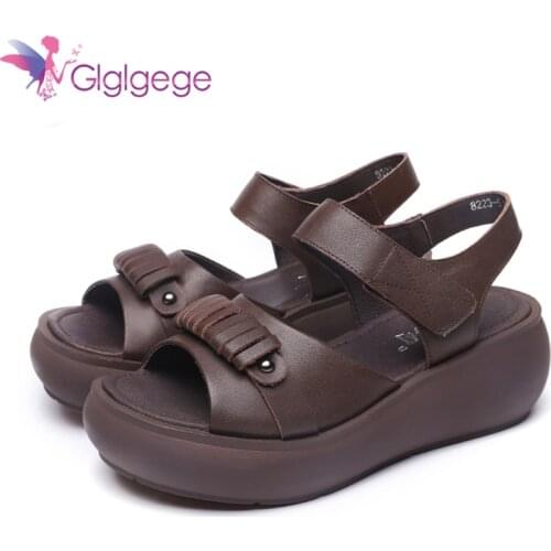 Women Genuine Leather Shoes Comfy Platform Flat Sole Ladies Casual Soft Big Toe Correction Sandal Orthopedic Bunion Corrector