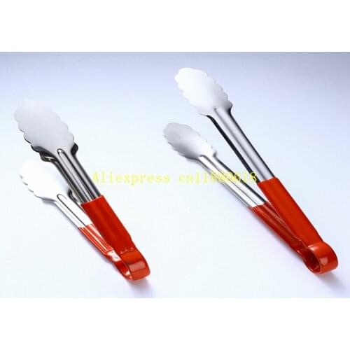 50pcs/lot Fast Shipping 9" 12" 14" High quality Barbecue BBQ Stainless Steel Tong Kitchen Cooking Salad Serving BBQ Tongs
