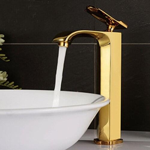Bathroom Basin Faucets Solid Brass Sink Mixer Tap Hot & Cold Single Handle Lavatory Crane Water Tap Black/White/Chrome With Gold