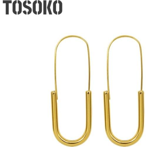 TOSOKO Stainless Steel Jewelry Long Pin Earrings Womens Fashion Earrings BSF434