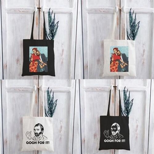 Van Gogh Shopping Bag Women Capacity Eco Canvas Shoulder Bag Reusable Shopping Bags Cute Graphic Tote Harajuku Shopper Bag