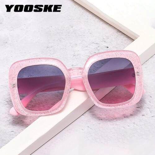 YOOSKE Colored Square Sunglasses Women Jelly Pink Glasses Frame Gradient Lenses Oversized Goggles Vintage Brand Designer Ladies
