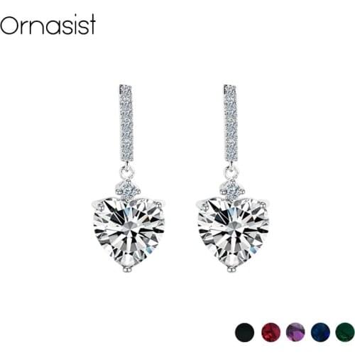 Fashion Classic Heart Cubic Zircon Earrings For Women 7 Colors Best Crystal Stud Earring Wedding Jewelry