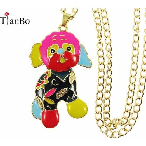 TianBo Statement Metal Alloy Enamel old Dog Choker Necklace Chain Collar Bulldog Pendant 2018 Fashion New Enamel Jewelry Women