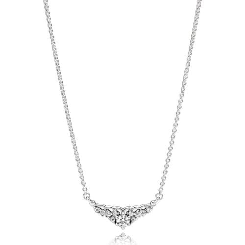 100% Real 925 Sterling Silver Clear CZ Fairytale Tiara Necklace for Women S925 Fine Jewelry Collier Necklaces & Pendan Colgantes