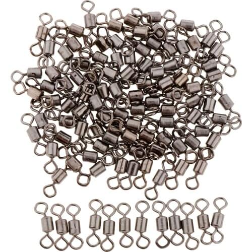 100 Pcs Fishing Bearing Roll Swivel Solid Ring Connector Snap