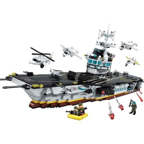 1007PCS Enlightenment 1724 Military Position Large Aircraft Carrier Assembly Model Boy Assembled Building Block Toy Gift