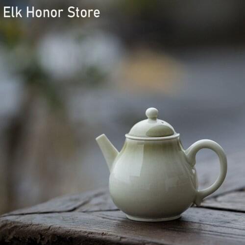 160ml Plant Ash Ceramic Terapots Pear Pyriform Teakettle Japanese Style Small Tea Bowl Porcelain Kettle Household Teaware Gift