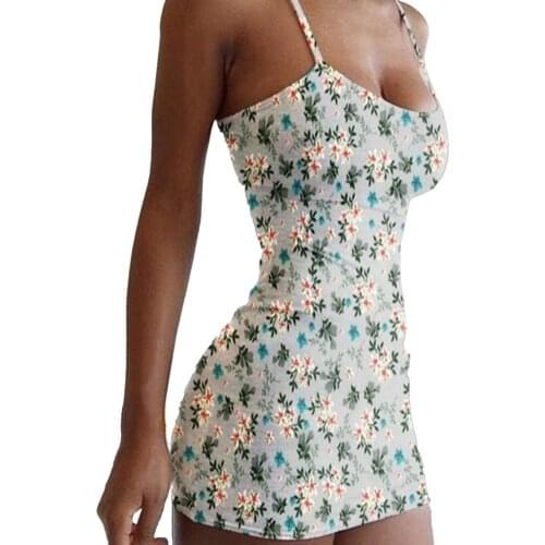 2021 New Fashion Summer Sexy Women Slip Dress Floral Printed Mini Dress Slim Female Beach Dresses Casual Ladies Party Vestidos