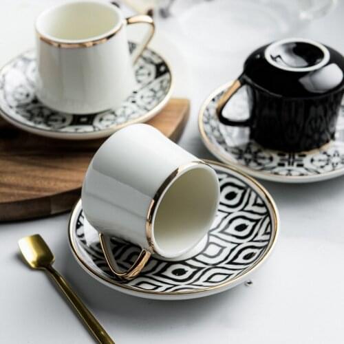 80ml Turkish Espresso Cups With Saucers Ceramic Cup Set For Black Tea Coffee Kitchen Party Drink Ware Home Decor Creative Gifts